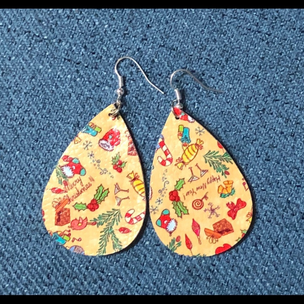 Christmas Faux leather earrings